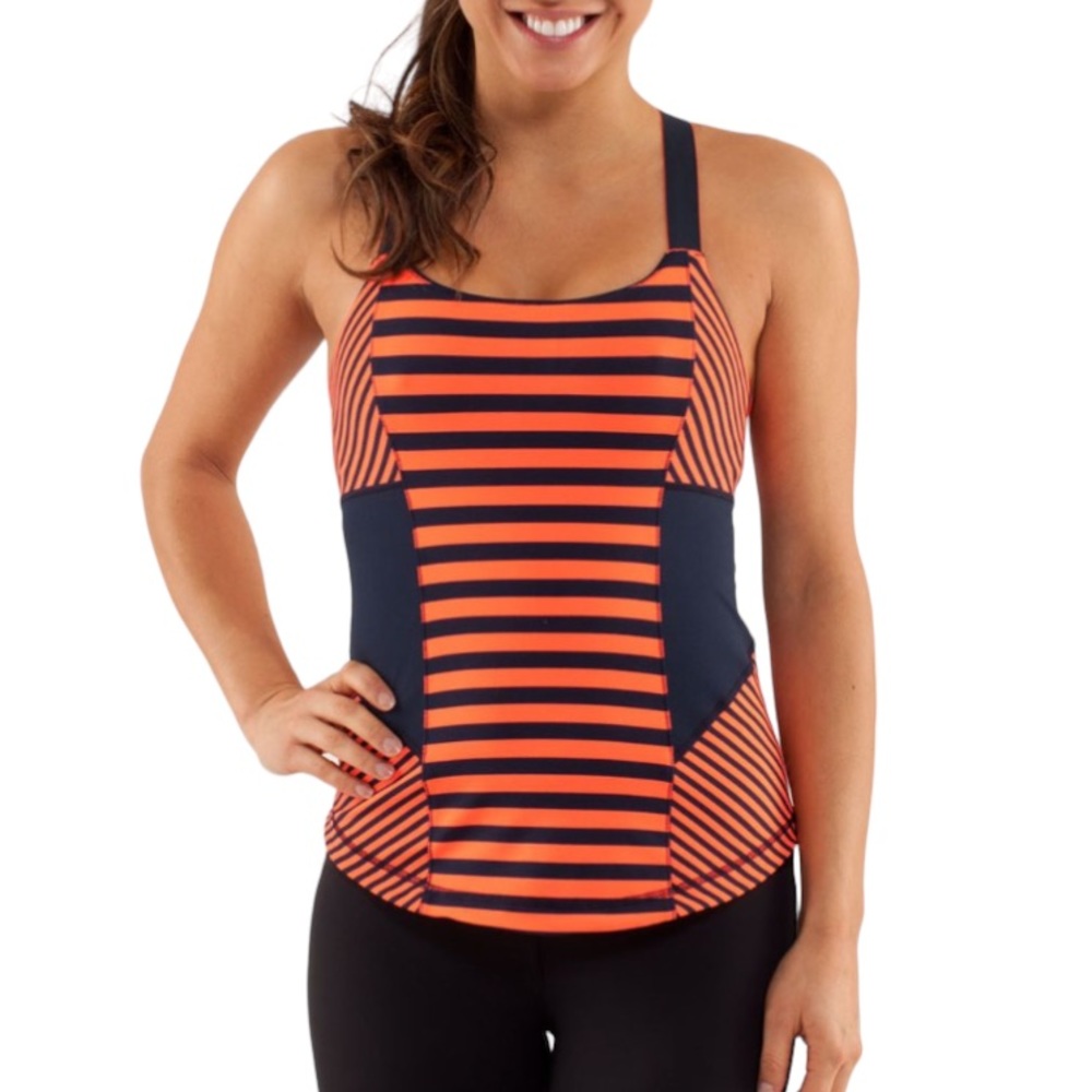 Lululemon Work It Out Tank in Classic Stripe Light Flare/Inkwell Sz 8
